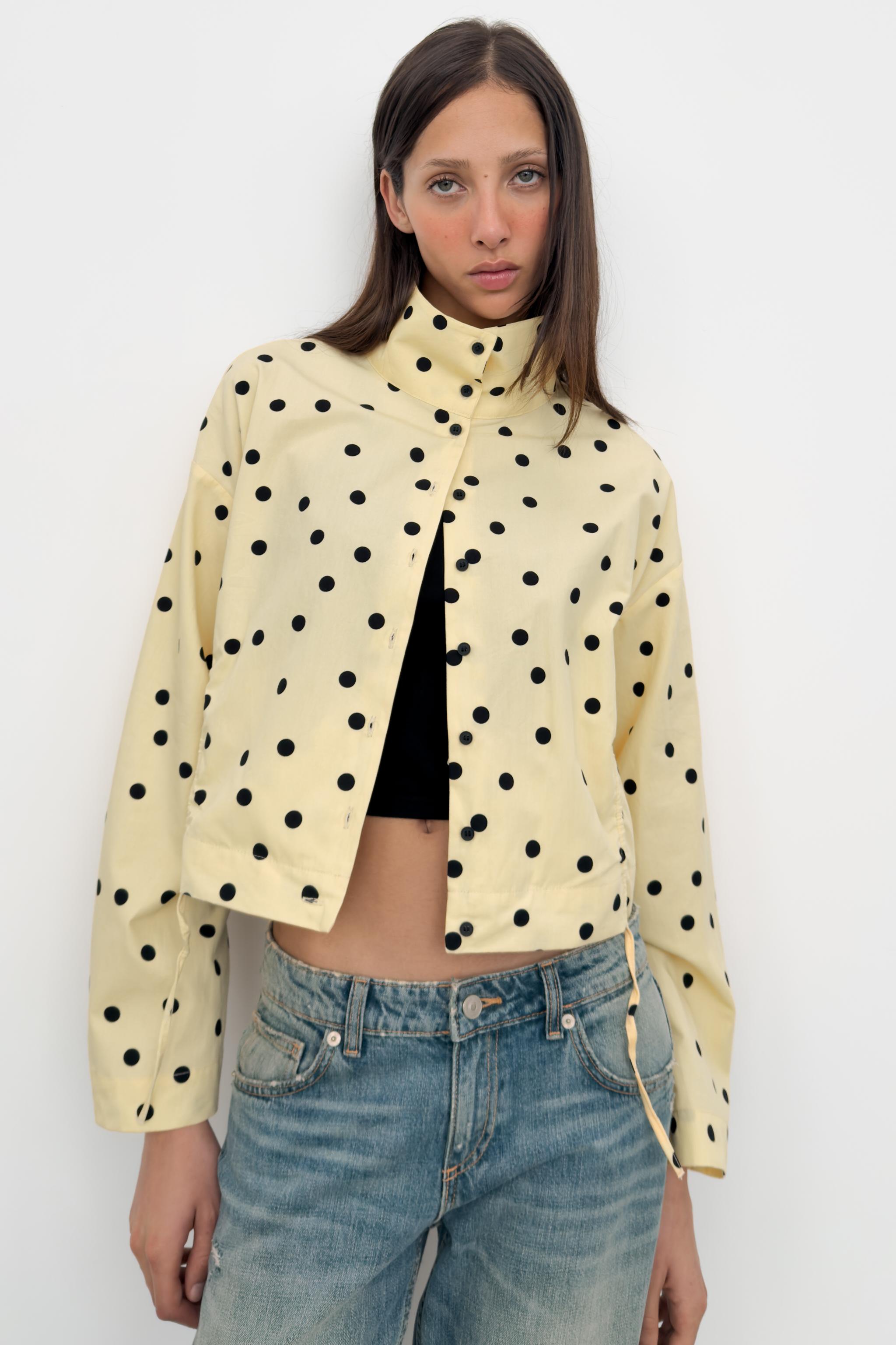 POLKA DOT RUCHED JACKET